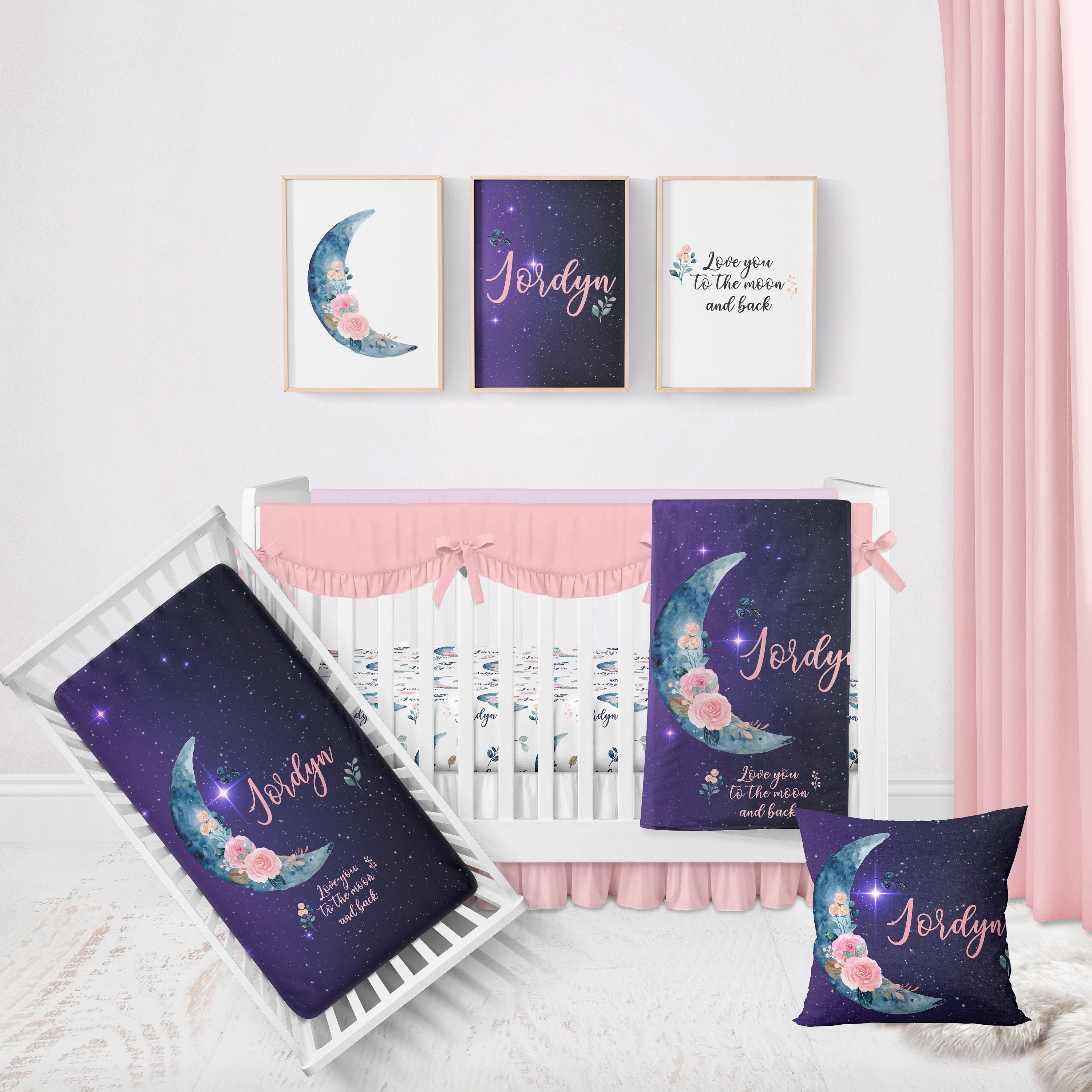 Moon and stars discount baby girl bedding